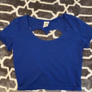 Dark blue open back shirt